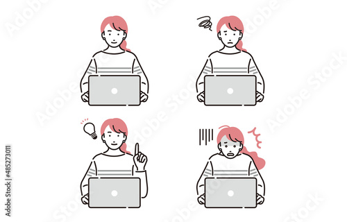 パソコンを操作する女性