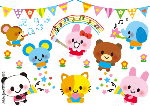動物 誕生日 子供 バレンタイン パーティー 幼稚園 保育園 保育 クリスマス かわいい イラスト セット 春 入園式 どうぶつ おめでとう 園児 小学校 小学生 保育所 ねこ ウサギ ネコ 虹 ハート ハッピーバースデー ねずみ 楽しい 音楽 ぞう Stock Illustration Adobe Stock