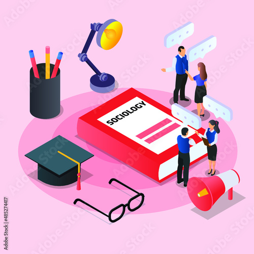 Sociology isometric 3d vector illustration concept for banner, website, landing page, ads, flyer template