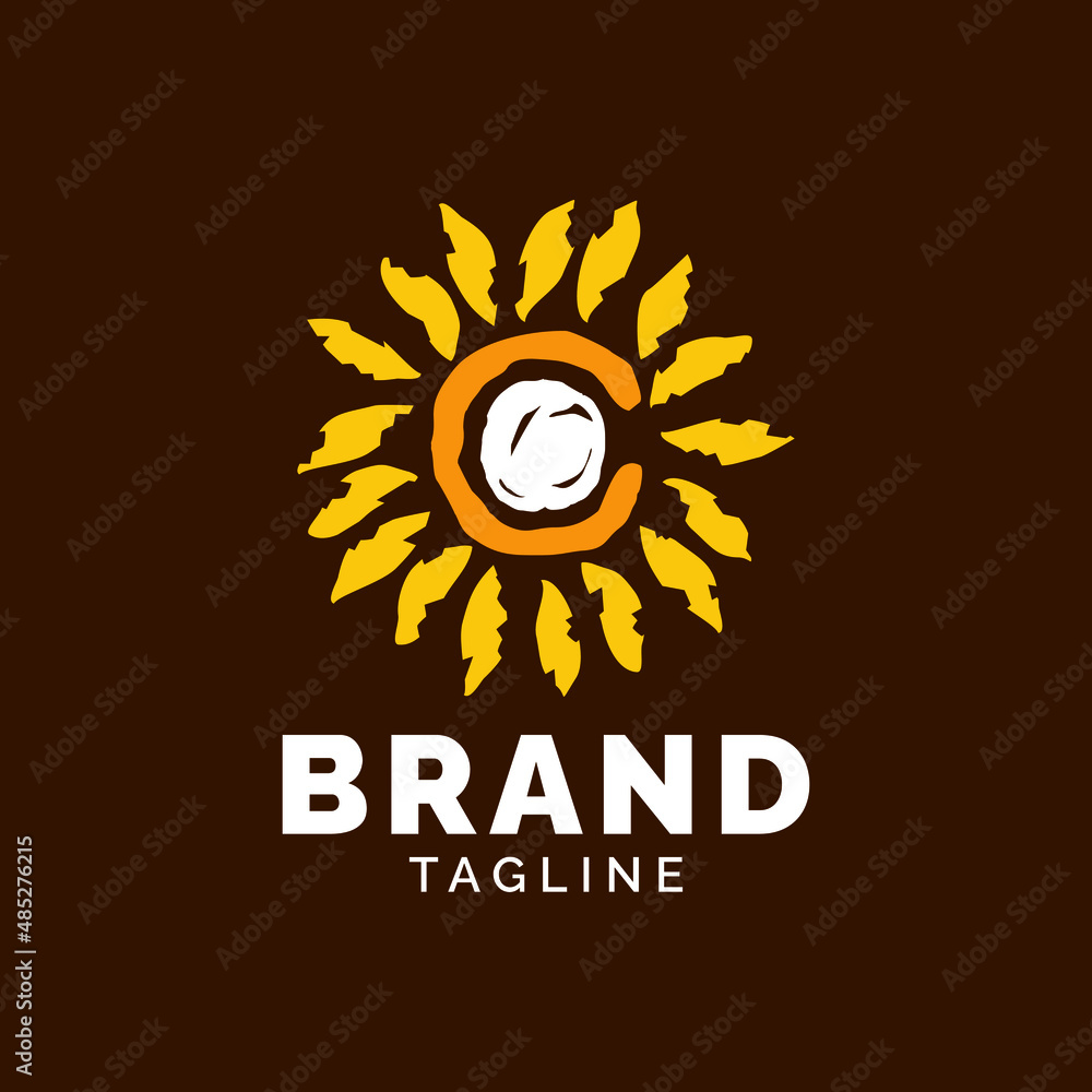 Fototapeta premium Letter C and sunflower logo design