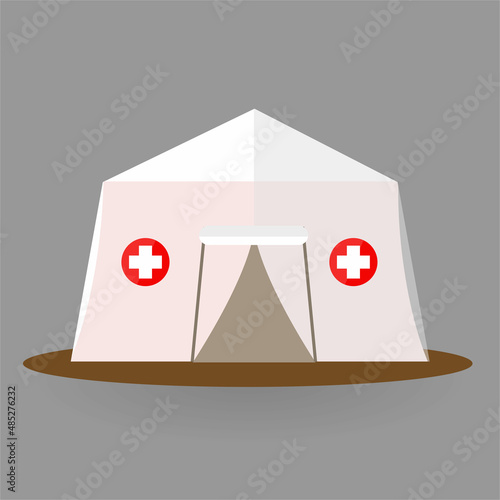 Emergency medical tent flat vector illustration