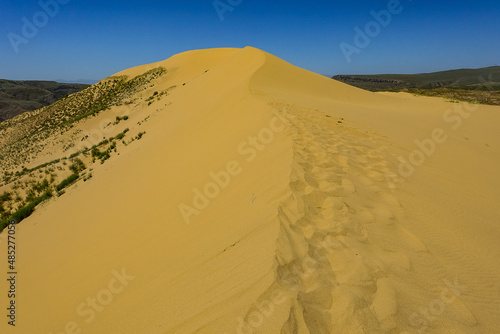 Sand dunes of the Sarykum dune. A natural monument. Dagestan. Russia.