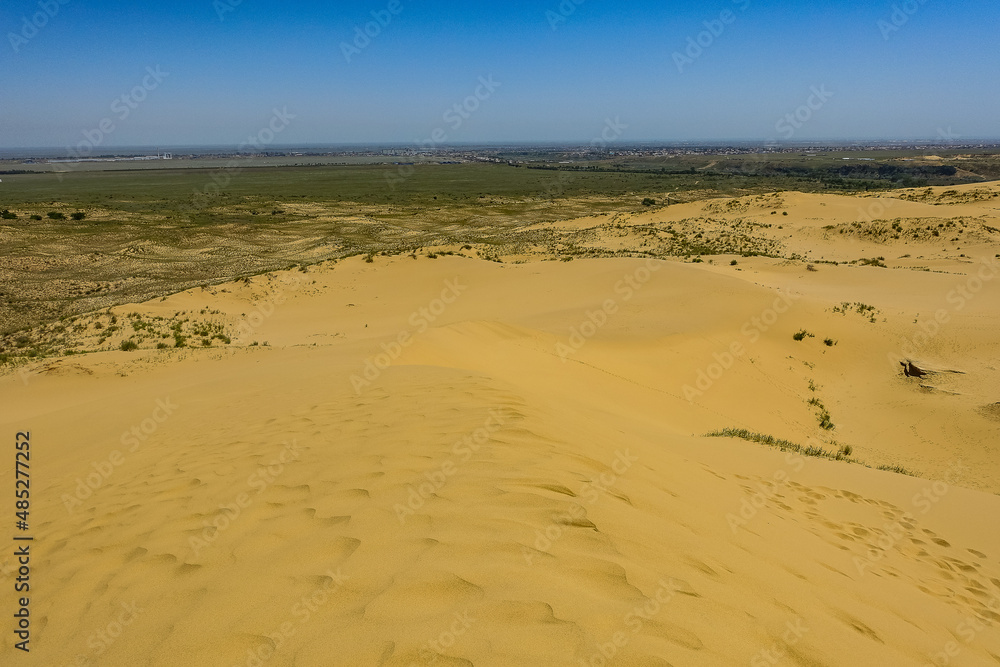 Sand dunes of the Sarykum dune. A natural monument. Dagestan. Russia.