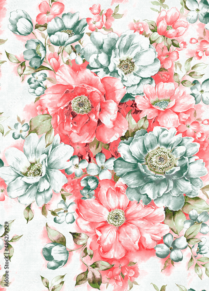 Watercolour Flower Illustrations, Digital Print Flowers