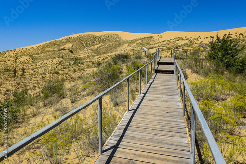 Sand dunes of the Sarykum dune. A natural monument. Dagestan. Russia.