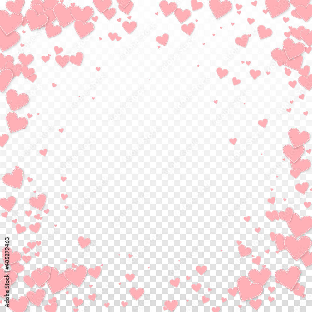 Pink heart love confettis. Valentine's day vignett Pink heart love confettis. Valentine's day vignett