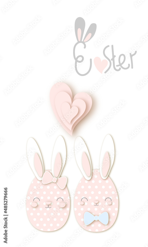 Easter illustration egg and flower paper art Easter illustration egg and flower paper art
