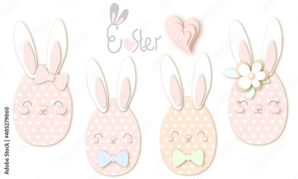 Easter illustration egg and flower paper art Easter illustration egg and flower paper art