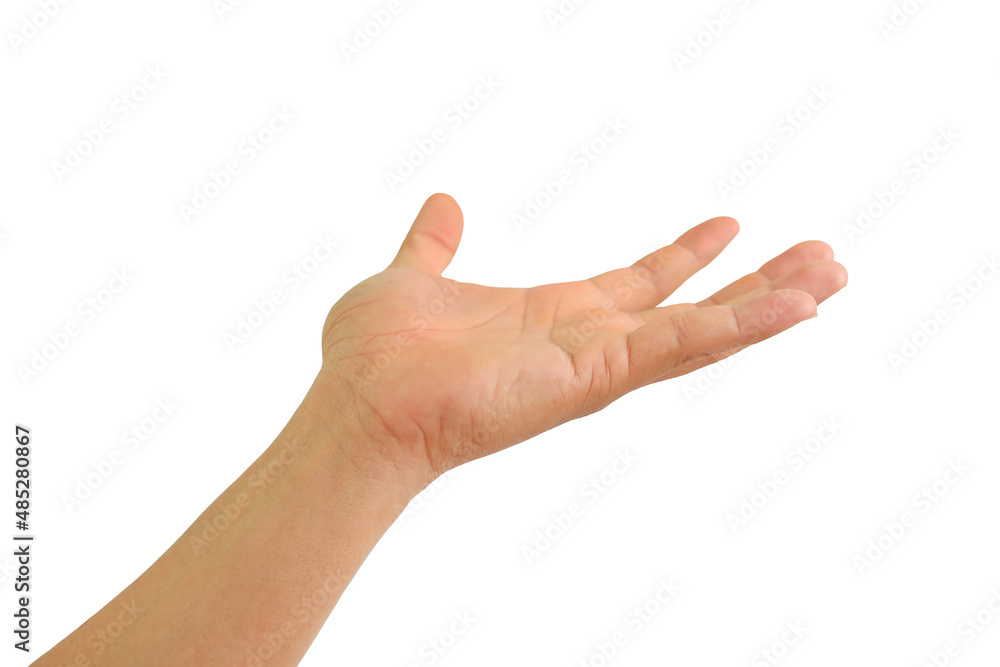 People hand with open palm up or receive gesture isolated on white background. Holding or offering concept. Image with Clipping path People hand with open palm up or receive gesture isolated on white background. Holding or offering concept. Image with Clipping path