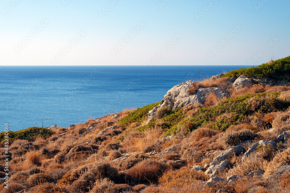 Rocky seashore in Greece Rhodes Kalithea