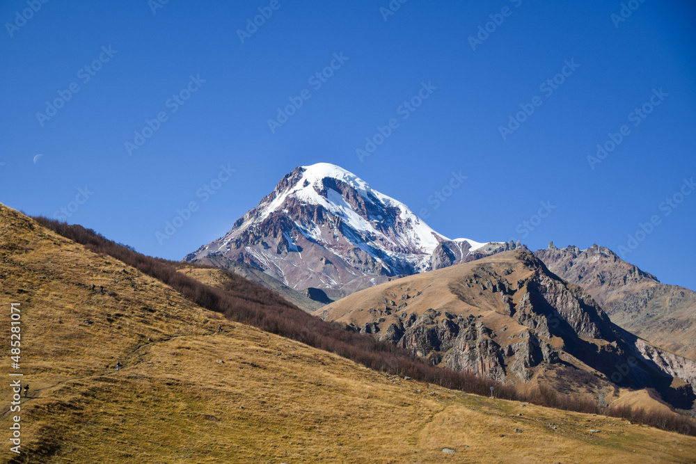 Mighty Mount Kazbek in autumn in Georgia Europe