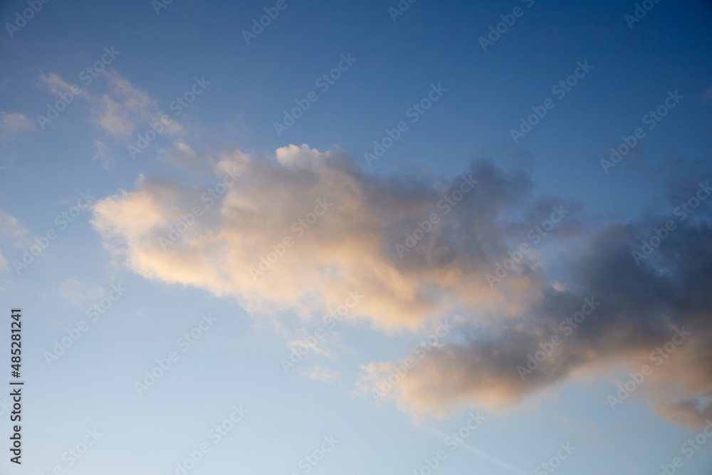 cloud at sunrise in the blue sky, background