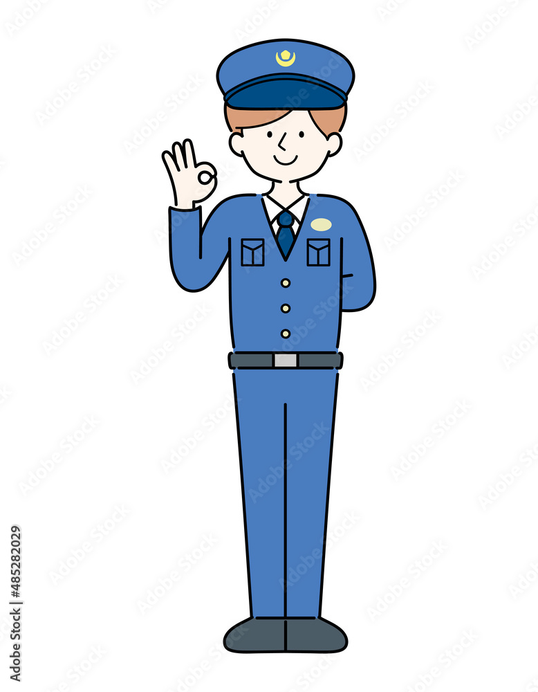 OKサインをする警察　男性