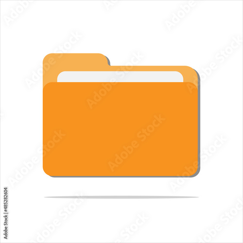 Cartoon style minimal folder with files, paper icon. File management concept.