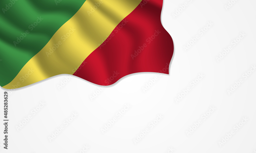 Obraz premium Congo flag waving illustration with copy space on isolated background