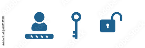 Forget password icon. Account protection, security key, danger warning, wrong password. Design element. Vector