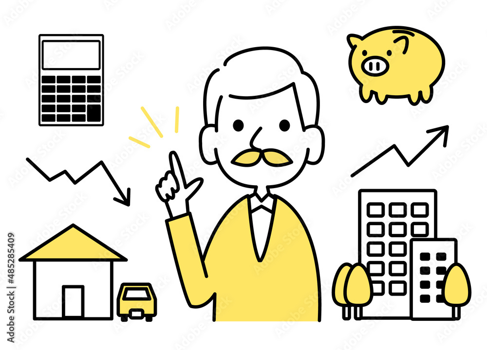 相続対策を検討する年配男性 ベクターイラスト 経営者 生前贈与 相続対策を検討する年配男性 ベクターイラスト 経営者 生前贈与