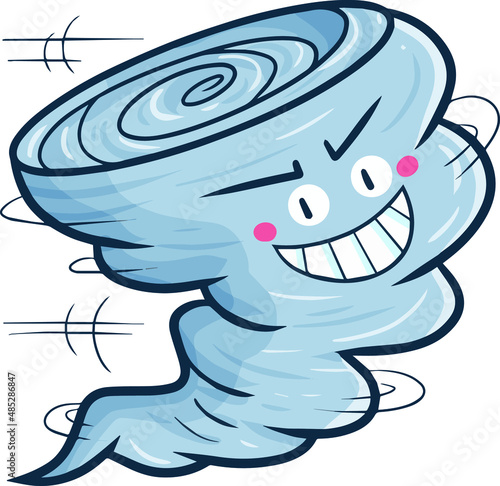 Cute happy grey tornado cartoon illustration