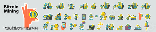 A set of stickers cryptocurrency, bitcoin, mining.