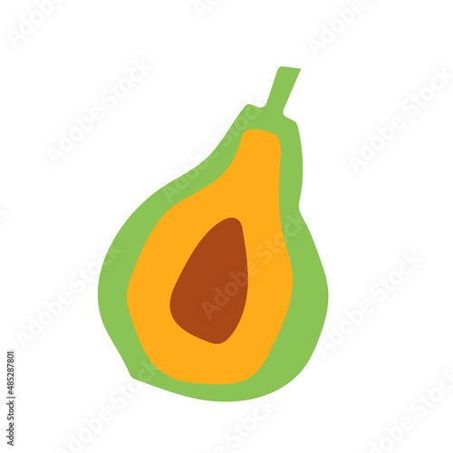 Avocado. Cutouts fruit. Shape colored cardboard or paper. Funny childish applique
