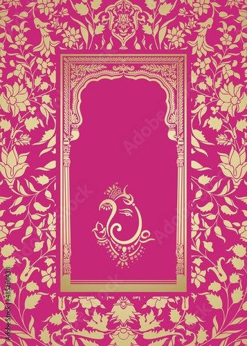 Ganesha, wedding card, royal Rajasthan, India	