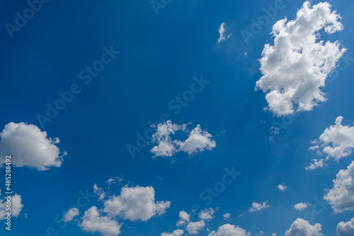 Sky and blue background for text.