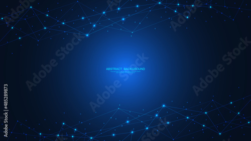 Abstract technology background with connecting the dots and lines. Global network connection, internet technology and digital communication concept