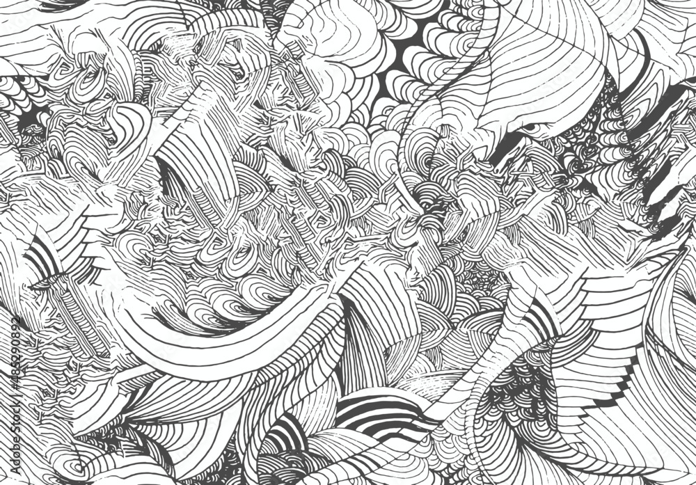 Abstract collage asymmetric structural organic textures, hand drawn ...