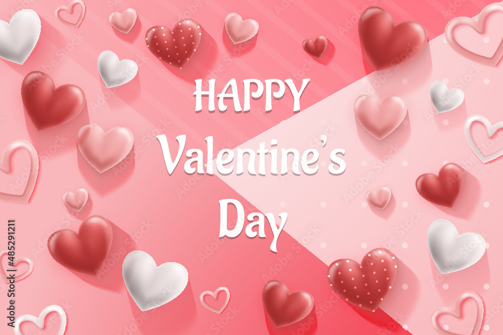 Valentine's Day background with hearts. Banner or greeting card. Romantic background.