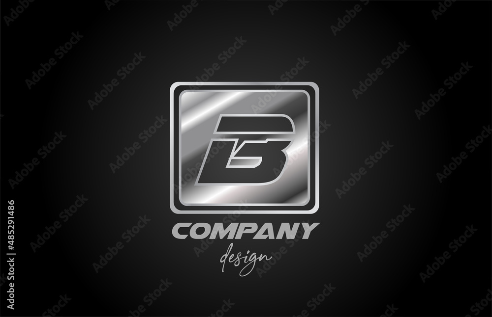 silver metal B alphabet letter logo icon with square design. Creative template for business and company silver metal B alphabet letter logo icon with square design. Creative template for business and company