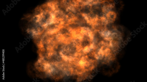 fire flame ball explosion in space  illustration