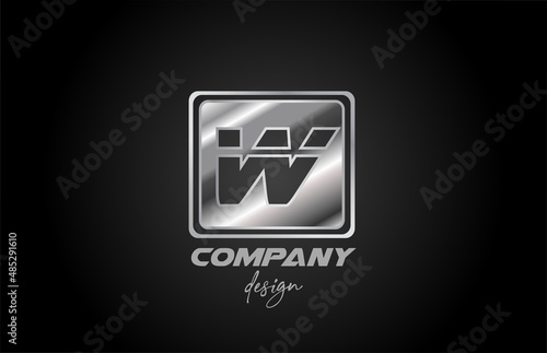 silver metal W alphabet letter logo icon with square design. Creative template for business and company