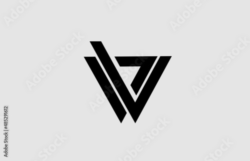 alphabet W letter logo icon with line design. White and black template for business and company