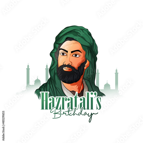 vector illustration of hazrat ali's bityhday with white background photo