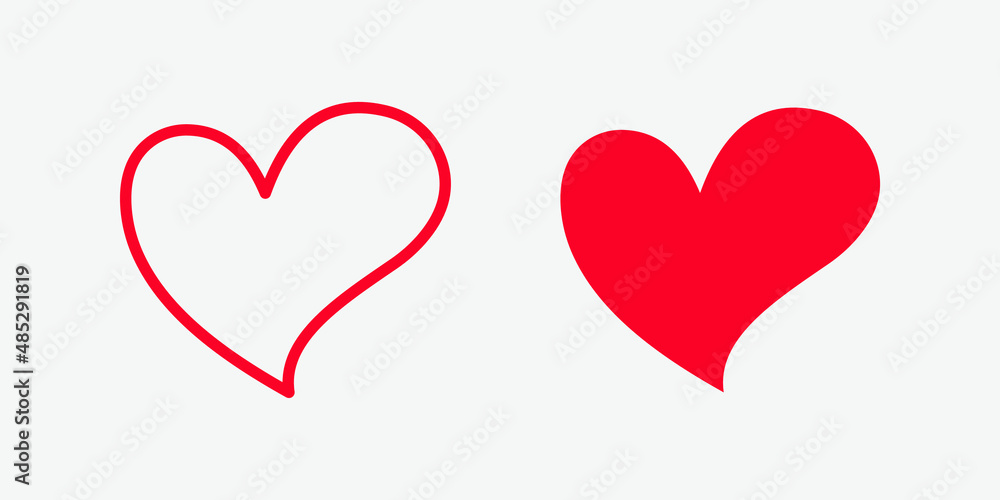 Love heart icon vector set. valentine day, romantic, like symbol.