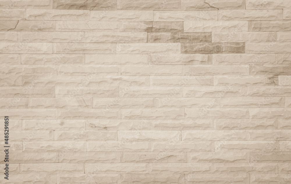 Obraz premium Cream and white brick wall texture background. Brickwork and stonework flooring interior rock old pattern