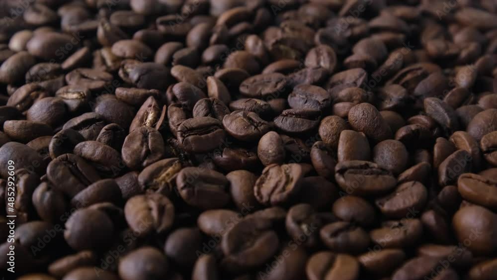 Loopable Coffee Background Roasted Coffee Beans Rotating Closeup Loopable Coffee Background Roasted Coffee Beans Rotating Closeup