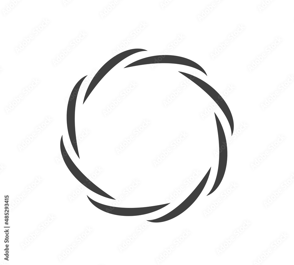 Round frame black and white vector ornament. Graphic border doodle. Ring curve link connection Round frame black and white vector ornament. Graphic border doodle. Ring curve link connection
