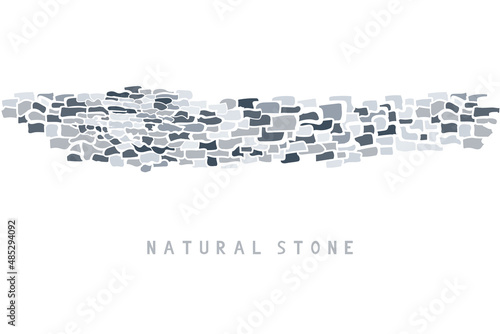 Natural stone border. Horizontal design for house. Vector.
