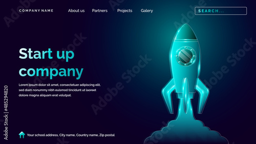 Startup company landing page vector in dark background