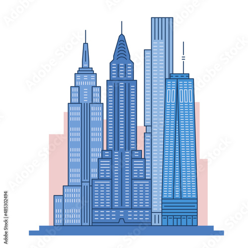 Skyscrapers vector minimalistic illustration. Tall building simple icon set. 