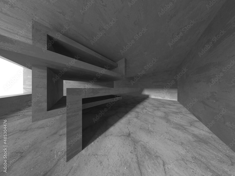 Dark Concrete Wall Architecture. Empty Room Dark Concrete Wall Architecture. Empty Room