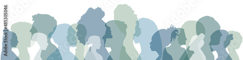 People of different ethnicities stand side by side together. Flat vector illustration. 