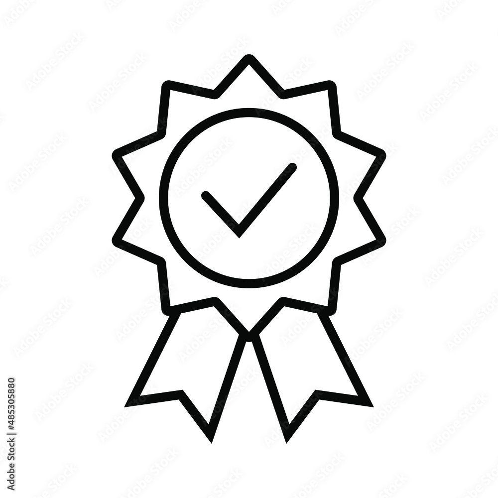 Quality check ribbon icon. Vector product certified or best choice recommended award and warranty check approved certificate mark label. Quality check ribbon icon. Vector product certified or best choice recommended award and warranty check approved certificate mark label.