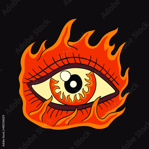 hand drawn illustration of burning eyes for tattoos, t-shirt designs, stickers etc free vector