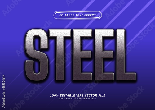 Realistic steel text editable effect - 3d cartoon text