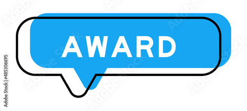 Speech banner and blue shade with word award on white background
