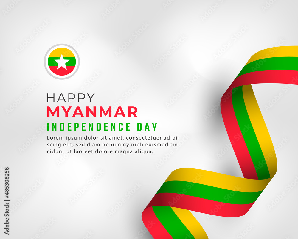 Happy Myanmar Independence Day January 4th Celebration Vector Design Illustration. Template for Poster, Banner, Advertising, Greeting Card or Print Design Element