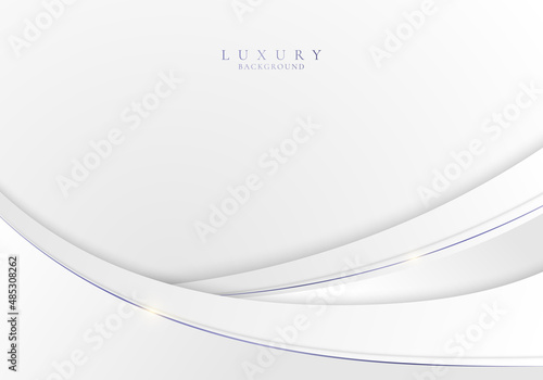 Template abstract elegant white curved shape layer with purple lines on clean background