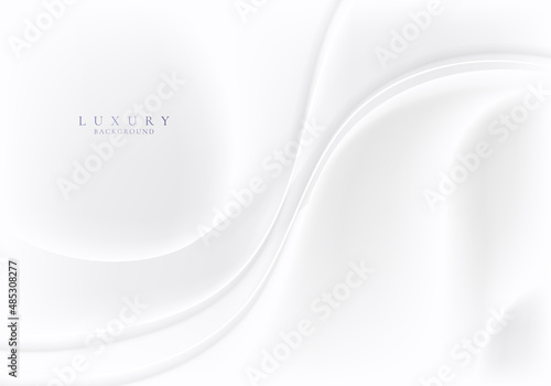 Abstract 3d elegant white wave lines on clean silk fabric background
